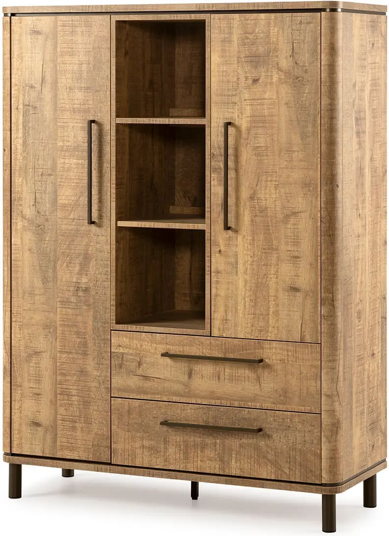 Feelings Wonen meubelen Rockfort bergkast 2d+2l+3ov Bruin+anodic Bruin Bergkast