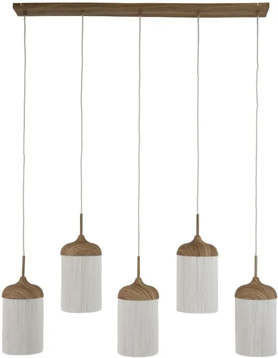 Light & Living Hanglamp Dania - hout prnt naturel+touw crème Bruin Hanglamp