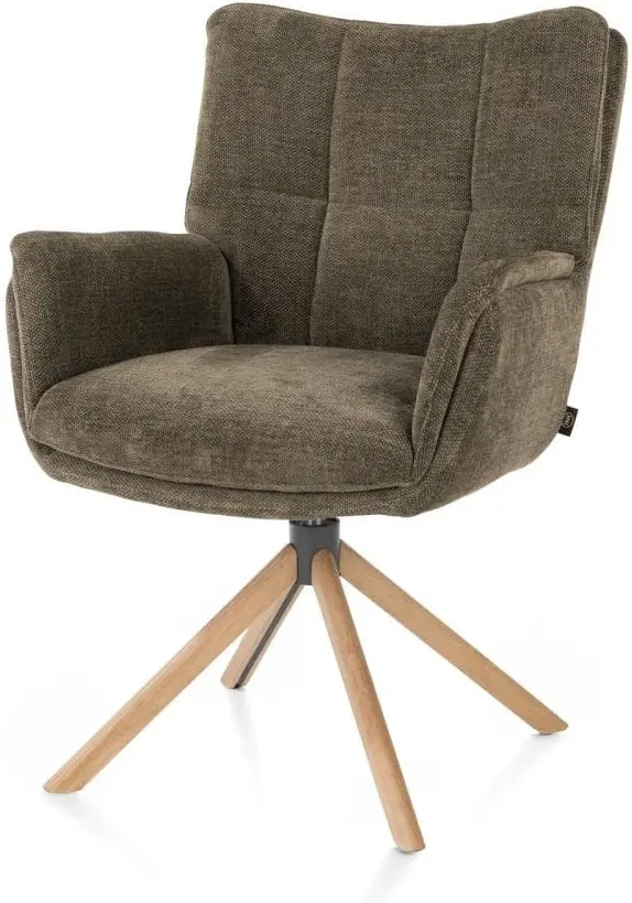 Henders & Hazel Juna armstoel - eiken frame - draaibaar - stof livigno - donkergroen Armstoel