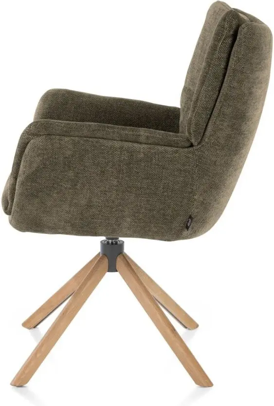 Henders & Hazel Juna armstoel - eiken frame - draaibaar - stof livigno - donkergroen Armstoel