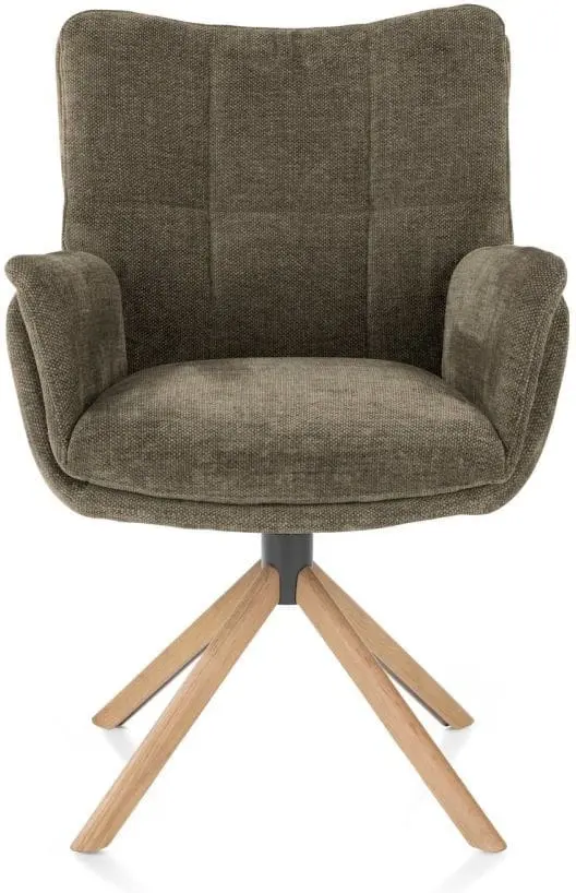 Henders & Hazel Juna armstoel - eiken frame - draaibaar - stof livigno - donkergroen  Armstoel