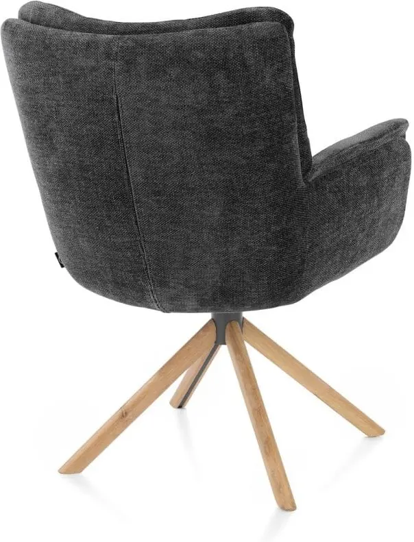 Henders & Hazel Juna armstoel - eiken frame met relaxsysteem - draaibaar - stof livigno - antraciet Antraciet Armstoel