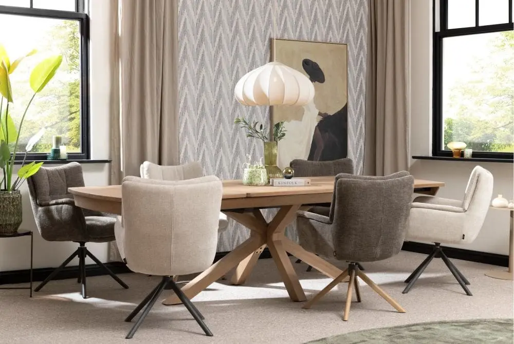 Henders & Hazel Juna armstoel - eiken frame met relaxsysteem - draaibaar - stof livigno - donkergroen Armstoel