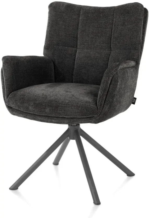 Henders & Hazel Juna armstoel - grafiet frame - draaibaar - stof livigno - antraciet Antraciet Armstoel