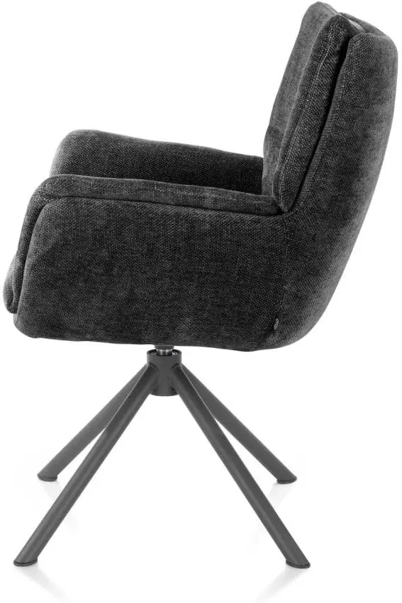 Henders & Hazel Juna armstoel - grafiet frame - draaibaar - stof livigno - antraciet Antraciet Armstoel