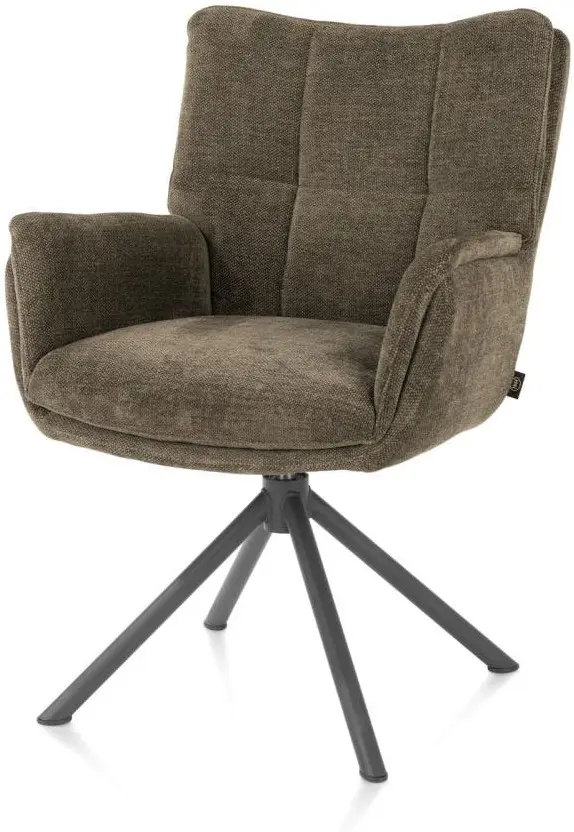Henders & Hazel Juna armstoel - grafiet frame - draaibaar - stof livigno - donkergroen Armstoel