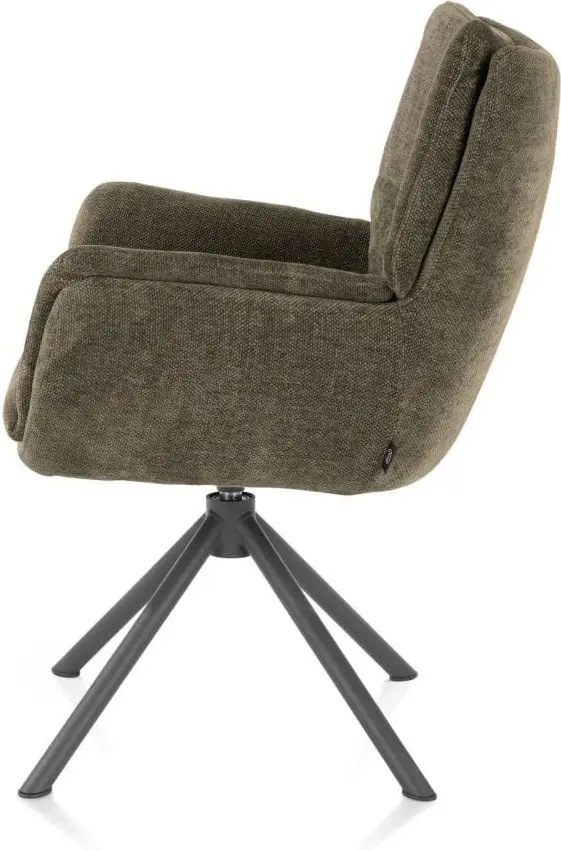 Henders & Hazel Juna armstoel - grafiet frame - draaibaar - stof livigno - donkergroen Armstoel