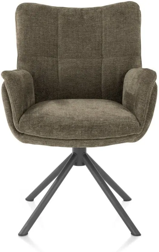 Henders & Hazel Juna armstoel - grafiet frame - draaibaar - stof livigno - donkergroen  Armstoel