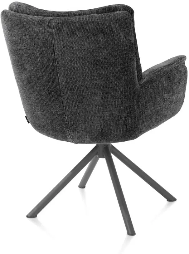 Henders & Hazel Juna armstoel - grafiet frame met relaxsysteem - draaibaar - stof livigno - antraciet Antraciet Armstoel