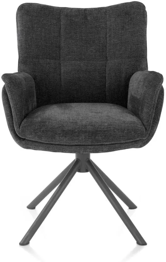 Henders & Hazel Juna armstoel - grafiet frame met relaxsysteem - draaibaar - stof livigno - antraciet Antraciet Armstoel