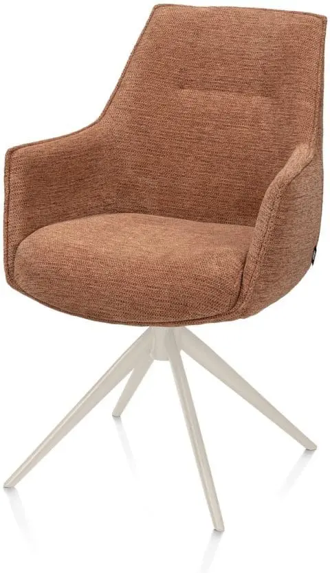 Henders & Hazel Theo armstoel stof vada 360 graden draaibaar frame creme pocket - koper Koper Armstoel