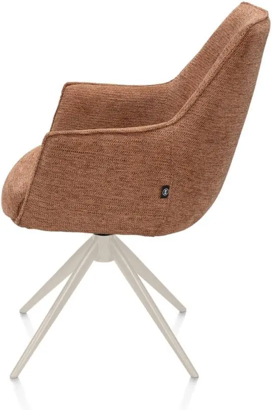 Henders & Hazel Theo armstoel stof vada 360 graden draaibaar frame creme pocket - koper Koper Armstoel