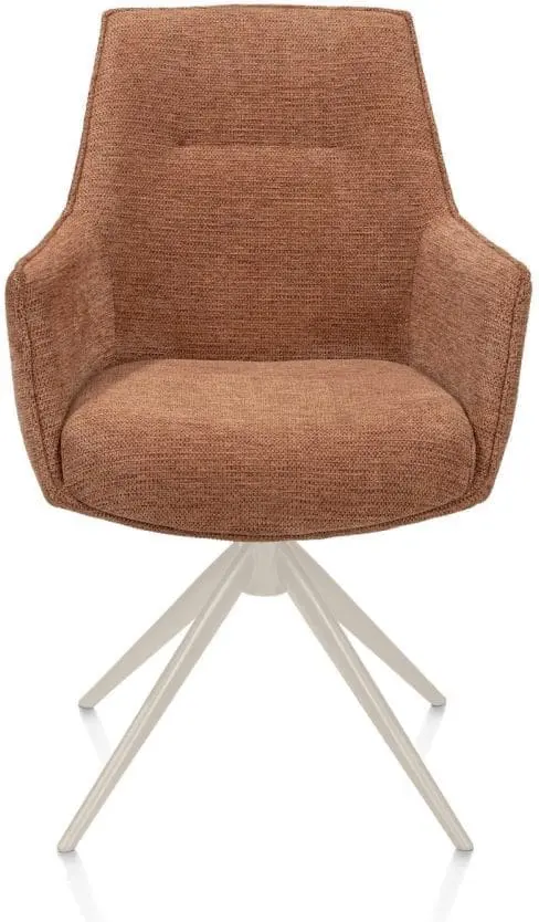 Henders & Hazel Theo armstoel stof vada 360 graden draaibaar frame creme pocket - koper Koper Armstoel