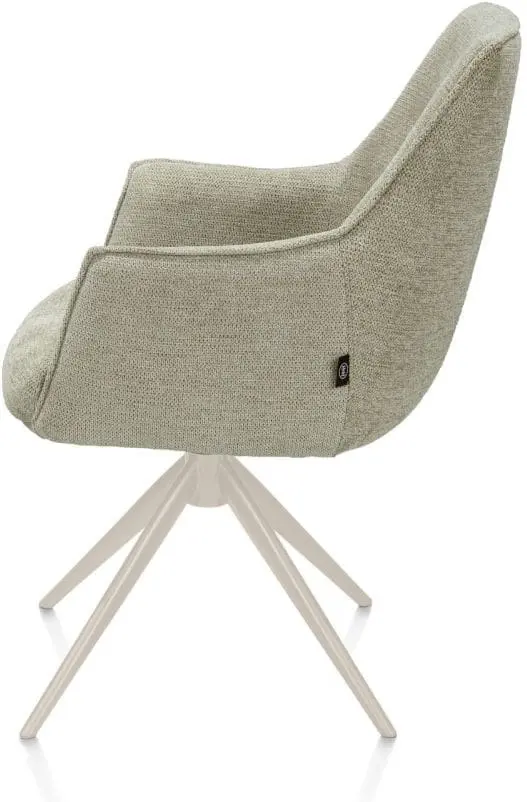 Henders & Hazel Theo armstoel stof vada 360 graden draaibaar frame creme pocket - salie groen Armstoel