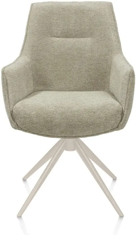 Henders & Hazel Theo armstoel stof vada 360 graden draaibaar frame creme pocket - salie groen  Armstoel