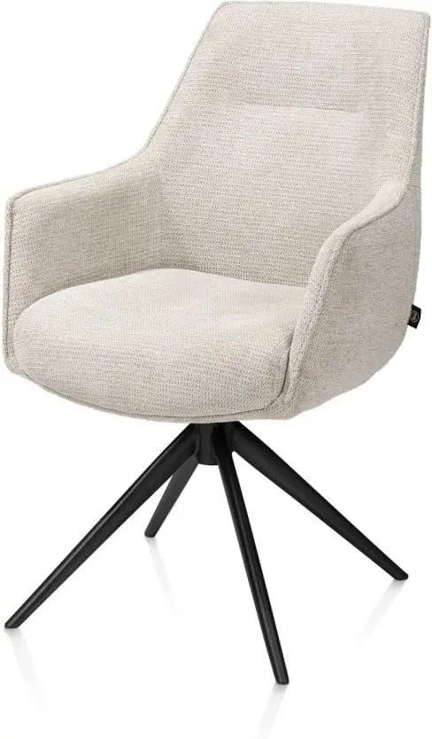 Henders & Hazel Theo armstoel stof vada 360 graden draaibaar frame zwart pocket - beige Beige Armstoel