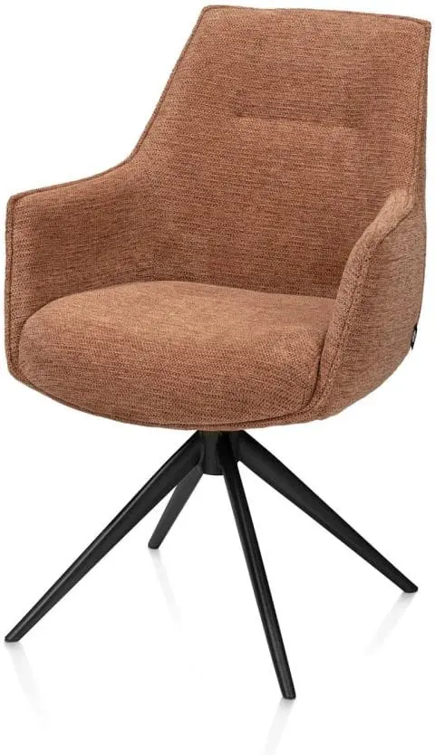 Henders & Hazel Theo armstoel stof vada 360 graden draaibaar frame zwart pocket - koper Koper Armstoel