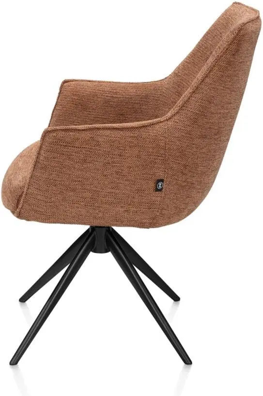Henders & Hazel Theo armstoel stof vada 360 graden draaibaar frame zwart pocket - koper Koper Armstoel