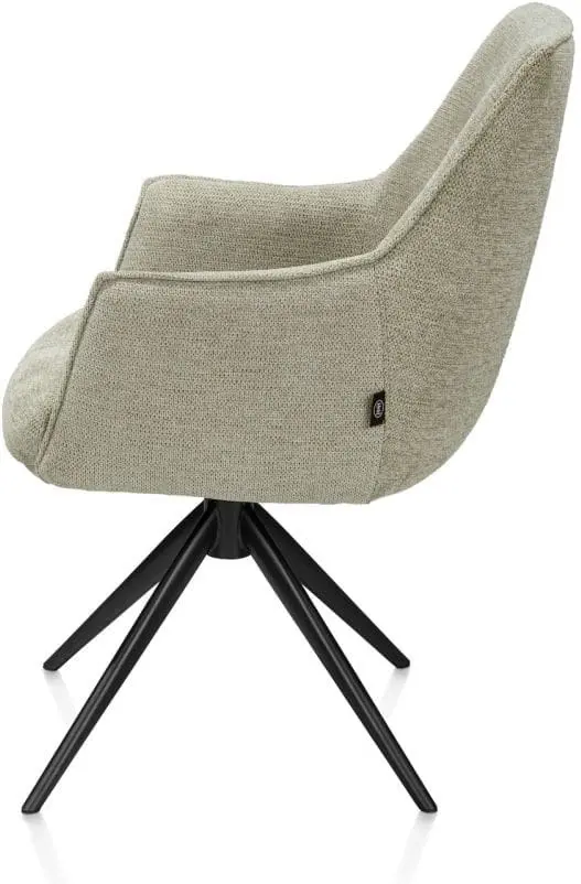 Henders & Hazel Theo armstoel stof vada 360 graden draaibaar frame zwart pocket - salie groen Armstoel