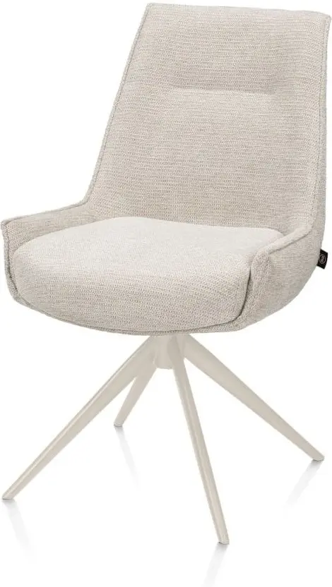 Henders & Hazel Theo eetkamerstoel stof vada 360 graden draaibaar frame creme pocket - beige Beige Eetkamerstoel