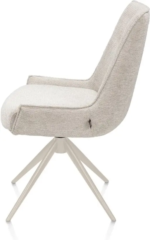 Henders & Hazel Theo eetkamerstoel stof vada 360 graden draaibaar frame creme pocket - beige Beige Eetkamerstoel