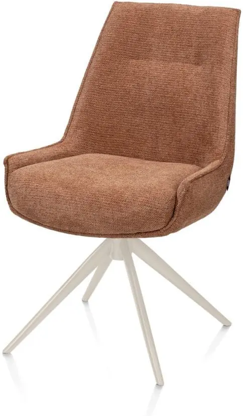 Henders & Hazel Theo eetkamerstoel stof vada 360 graden draaibaar frame creme pocket - koper Koper Eetkamerstoel