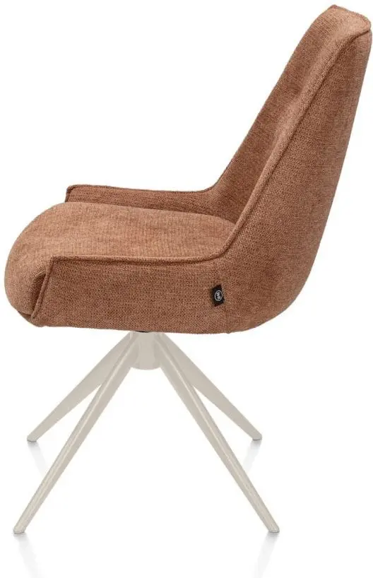 Henders & Hazel Theo eetkamerstoel stof vada 360 graden draaibaar frame creme pocket - koper Koper Eetkamerstoel