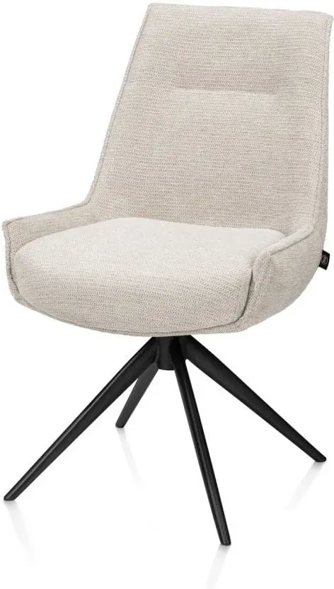 Henders & Hazel Theo eetkamerstoel stof vada 360 graden draaibaar frame zwart pocket - beige Beige Eetkamerstoel
