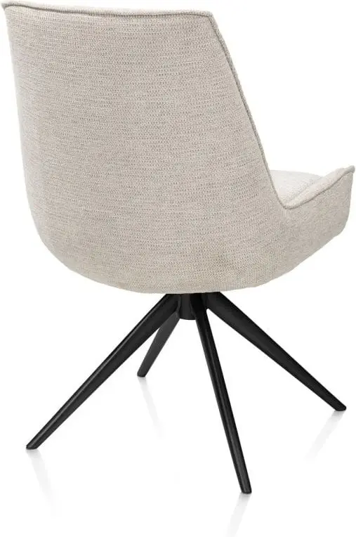 Henders & Hazel Theo eetkamerstoel stof vada 360 graden draaibaar frame zwart pocket - beige Beige Eetkamerstoel