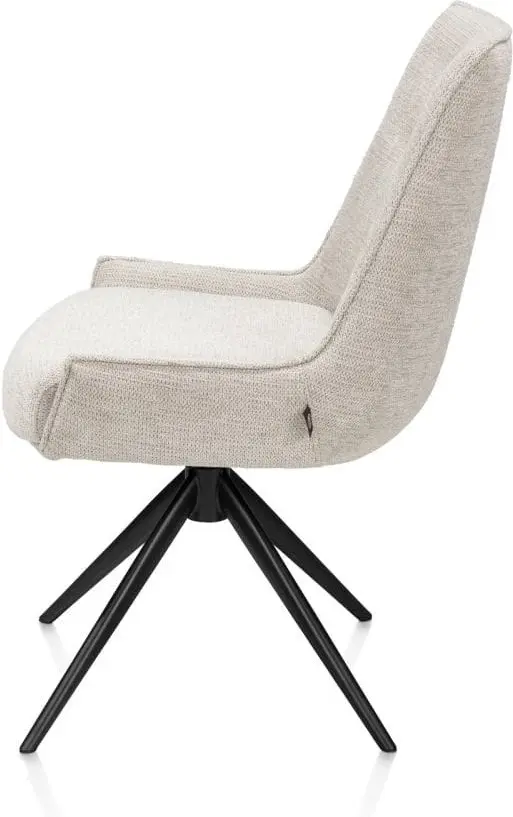 Henders & Hazel Theo eetkamerstoel stof vada 360 graden draaibaar frame zwart pocket - beige Beige Eetkamerstoel