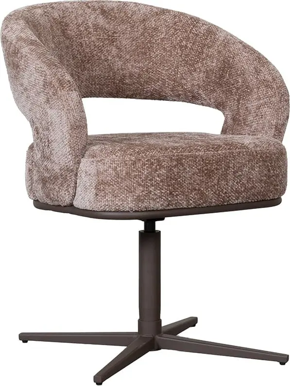 LABEL51 Eetkamerstoel New York - Taupe - Chenille Taupe Eetkamerstoel