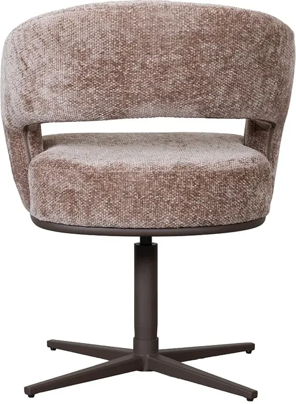 LABEL51 Eetkamerstoel New York - Taupe - Chenille Taupe Eetkamerstoel