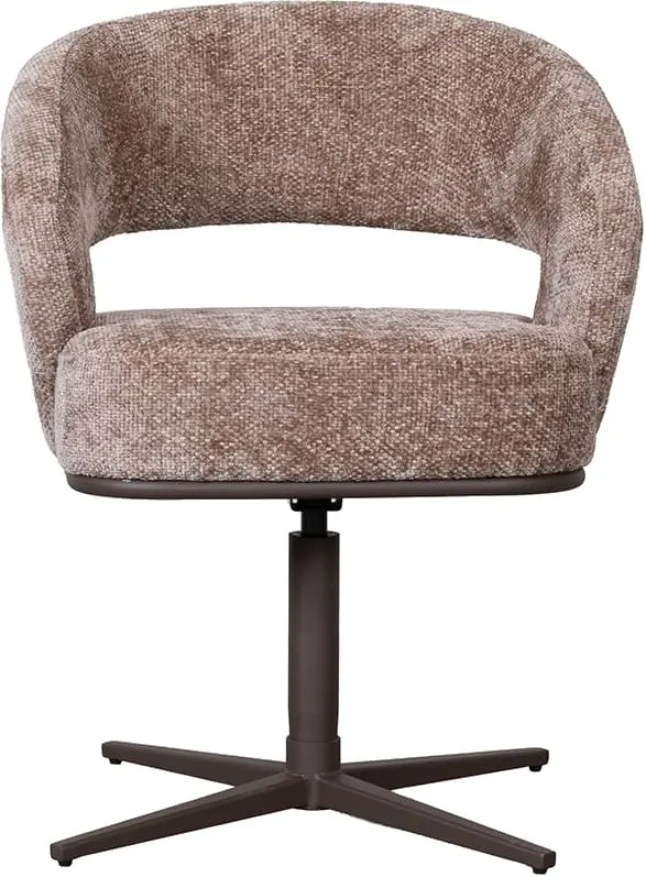 LABEL51 Eetkamerstoel New York - Taupe - Chenille Taupe Eetkamerstoel