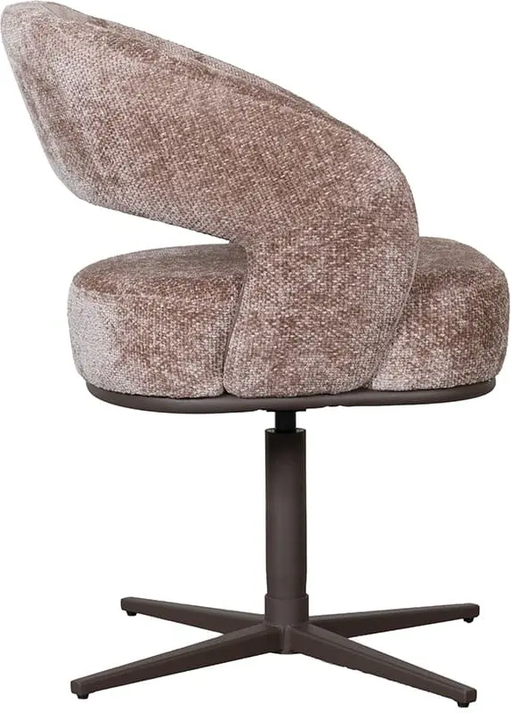 LABEL51 Eetkamerstoel New York - Taupe - Chenille Taupe Eetkamerstoel