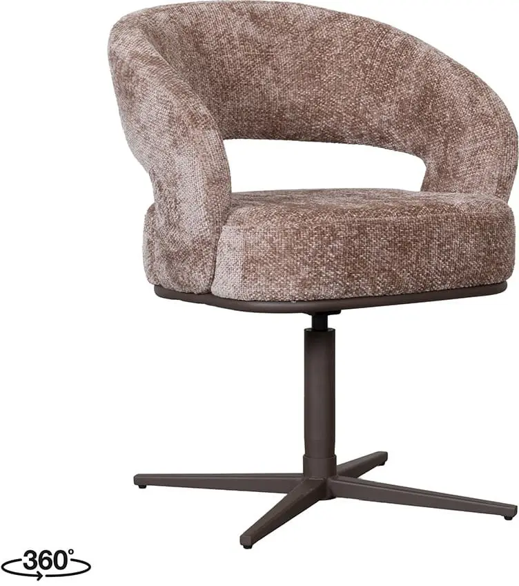 LABEL51 Eetkamerstoel New York - Taupe - Chenille Taupe Eetkamerstoel