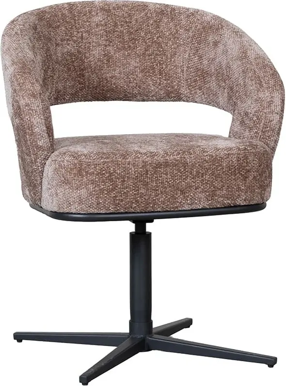 LABEL51 Eetkamerstoel New York - Taupe - Chenille Taupe Eetkamerstoel