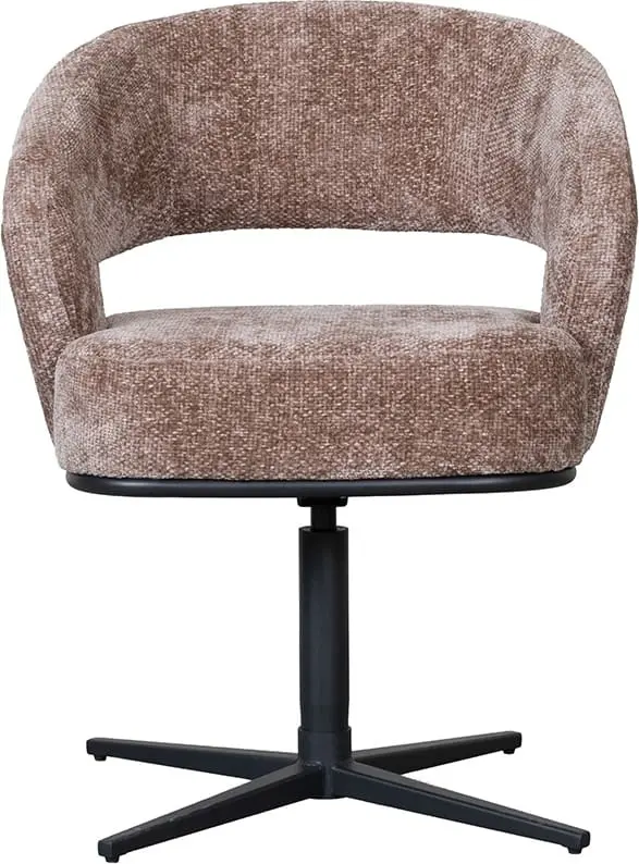 LABEL51 Eetkamerstoel New York - Taupe - Chenille Taupe Eetkamerstoel