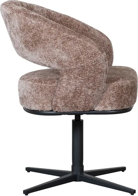 LABEL51 Eetkamerstoel New York - Taupe - Chenille Taupe Eetkamerstoel