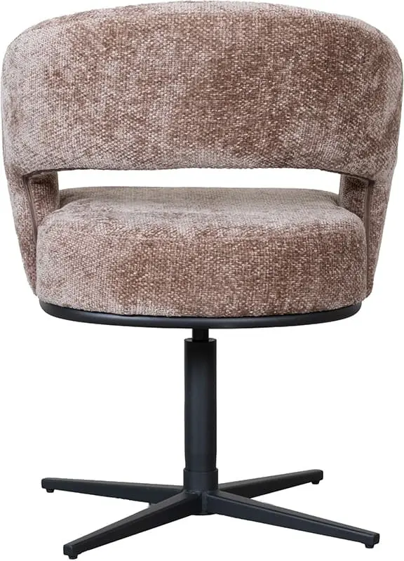 LABEL51 Eetkamerstoel New York - Taupe - Chenille Taupe Eetkamerstoel