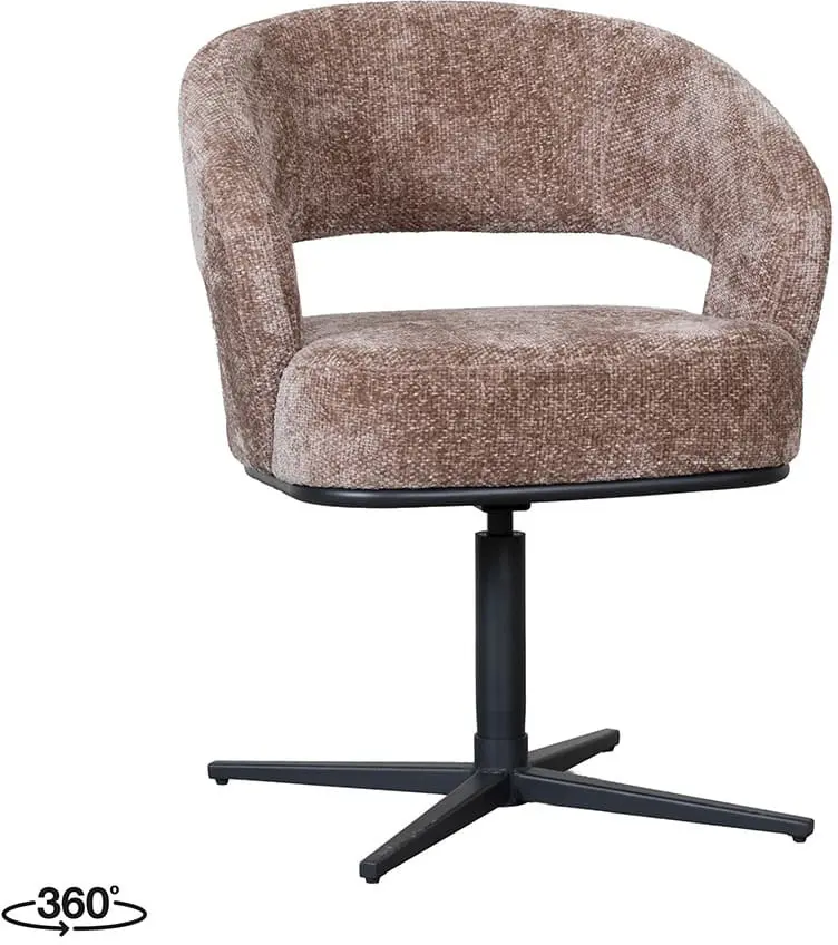 LABEL51 Eetkamerstoel New York - Taupe - Chenille Taupe Eetkamerstoel