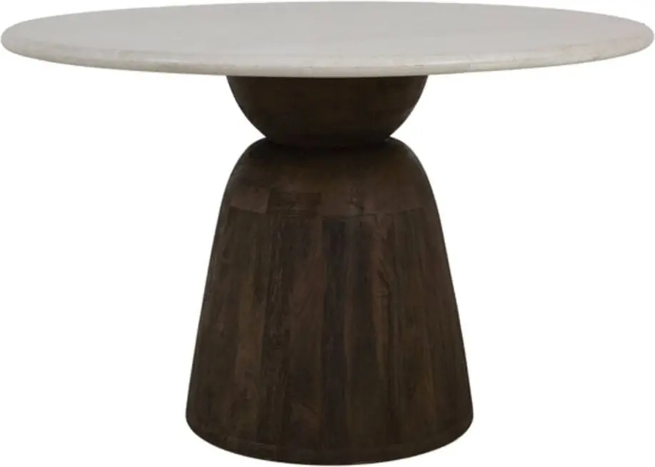 Light & Living Eettafel Soy - marmer zand+mango hout choco bruin Bruin Eettafel
