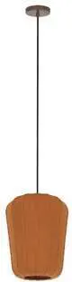 Light & Living Hanglamp Bibury - hout print donker bruin+terra Oranje Hanglamp