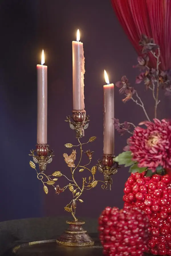 Light & Living Kandelaar Soryn - bordeaux+bruin+goud Rood Kandelaar