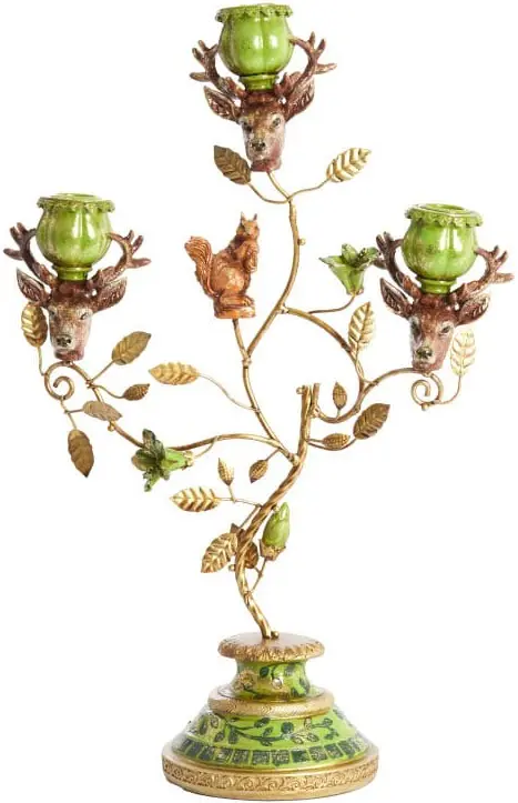 Light & Living Kandelaar Soryn - groen+bruin+goud Groen Kandelaar