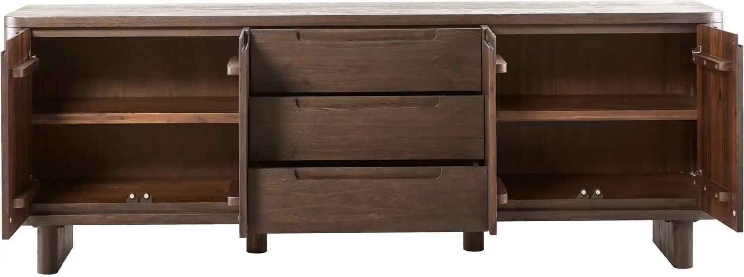 Pronto Wonen Dressoir Tondato acaciahout 210x75x42 cm bruin Bruin|Naturel Dressoir
