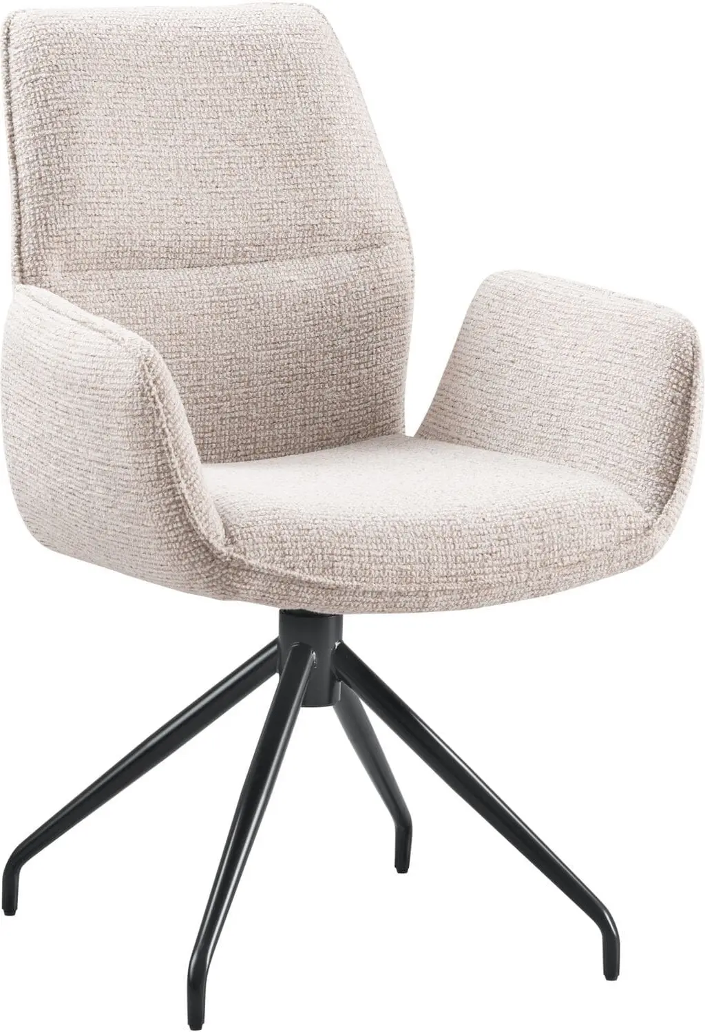 Pronto Wonen Eetkamerstoel Gavio met armleuning draaibaar beige Beige|Wit Eetkamerstoel