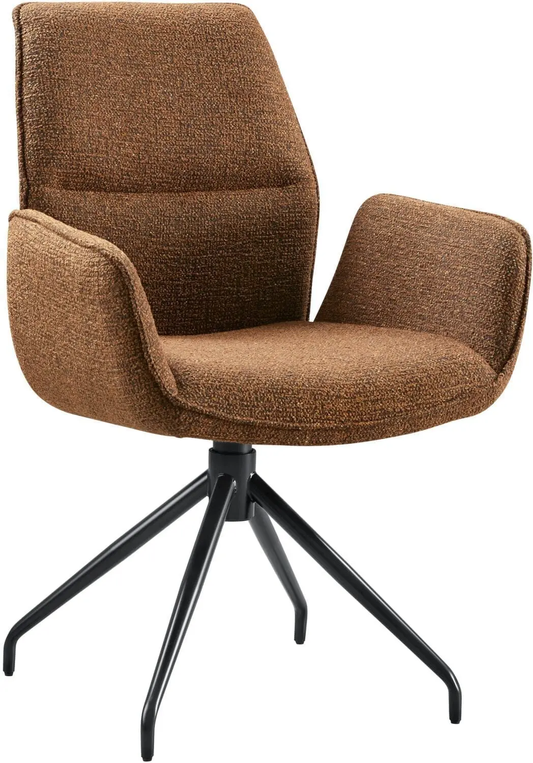 Pronto Wonen Eetkamerstoel Gavio met armleuning draaibaar caramel Bruin|Cognac Eetkamerstoel