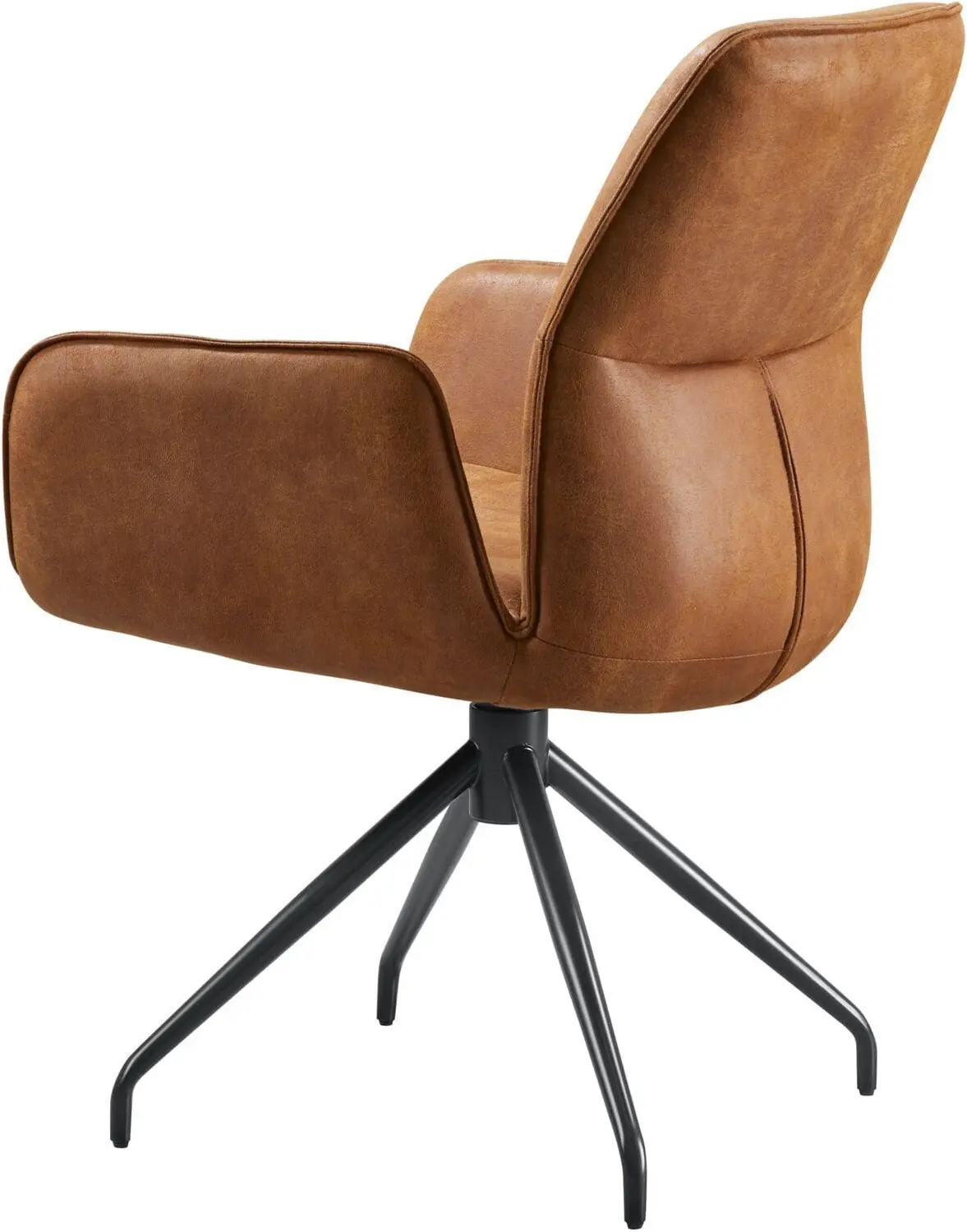 Pronto Wonen Eetkamerstoel Gavio met armleuning draaibaar microleder cognac Cognac Eetkamerstoel