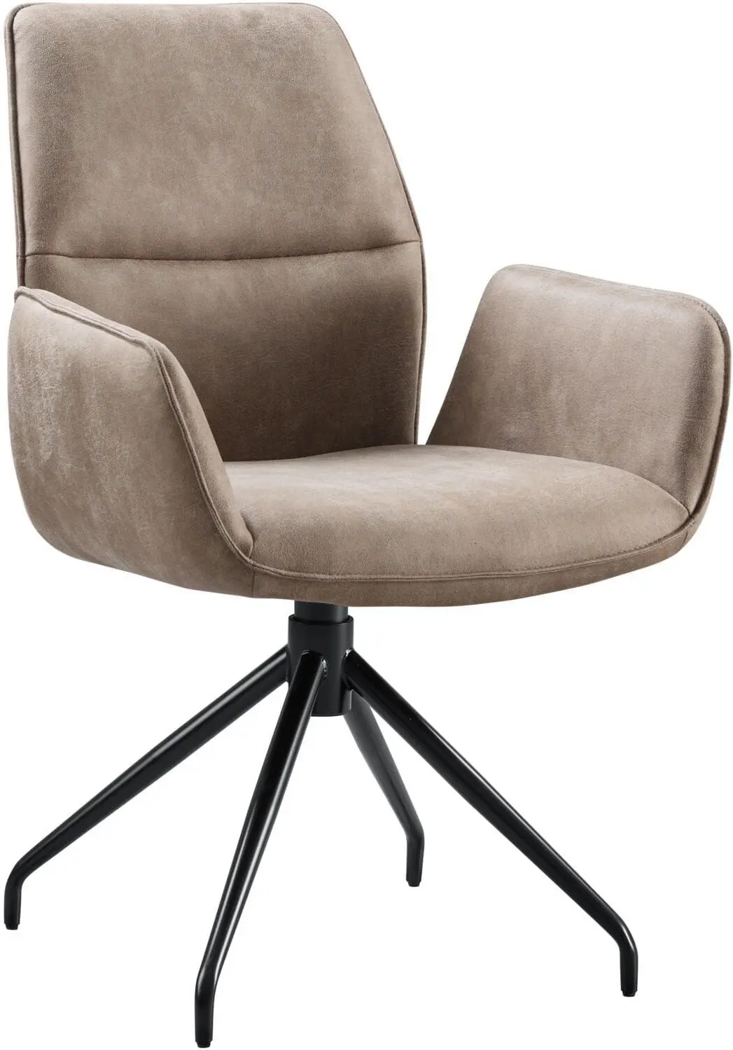Pronto Wonen Eetkamerstoel Gavio met armleuning draaibaar microleder taupe Taupe Eetkamerstoel