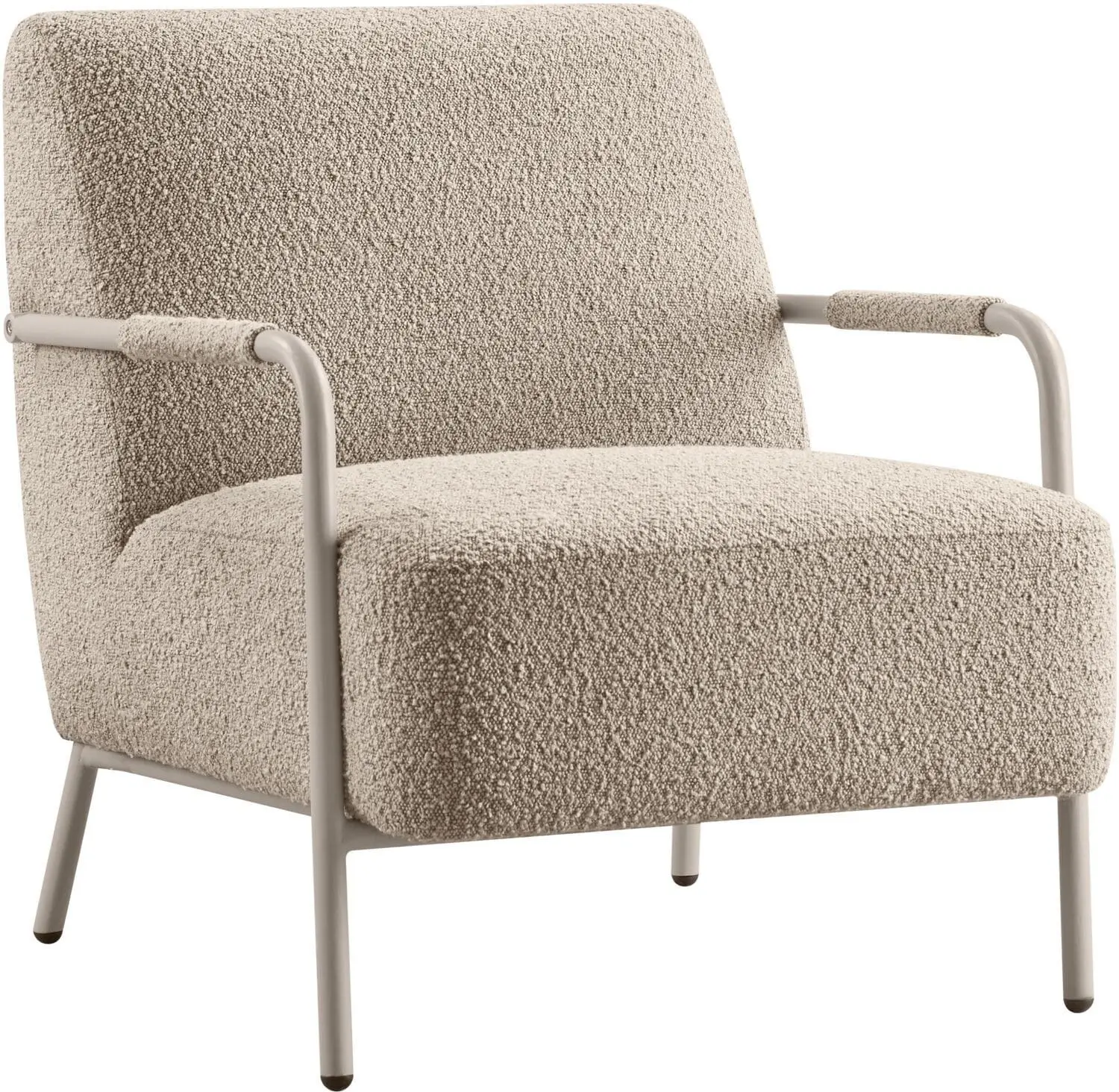 Pronto Wonen Fauteuil Posano bouclé beige Beige|Wit Fauteuil